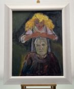Hilda Goldwag (Austian/Scottish 1912-2008), At the hair salon, oil on board, signed bottom right,