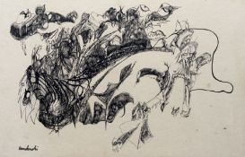 Raczkowski (European 20thc School), An unknown creature sketch, pen and ink on paper, signed