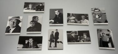A collection of BBC Comedy Greats Postcards, each depicting various sketch scenes/character