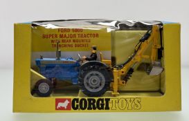 A Corgi Toys Model No, 72 Ford 5000 Super Major Tractor with rear mounted Trenching Bucket, in