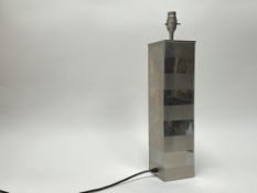 A contemporary metal two-toned table lamp of rectangular form, plug removed (h. 50cm)