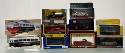 A collection of boxed Corgi Model cars comprising, a Jaguar XJ6 Series 1 old english white 1.43