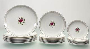 A collection of Royal Doulton Sweetheart Rose pattern plates comprising, eight dinner plates (w-