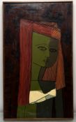 Raczkowski (European 20thc School), Portrait of Artist's Wife, mixed media on board, unsigned,