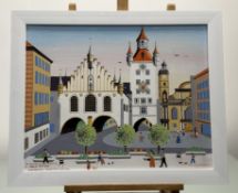 Tom Crockwell, Munich Town Square, acrylic on canvas, signed and dated '92 bottom right,