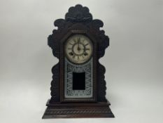 A late 19th Century American Ansonia mantel clock with eight-day movement and roman numeral dial (h.