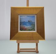Leila Aitken (Scottish 1933-), Bass Rock, oil on canvas, signed bottom right, artist label verso, in