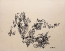 Raczkowski (European 20thc School), An abstact geometric bat/ bird sketch, pen and wash on paper,
