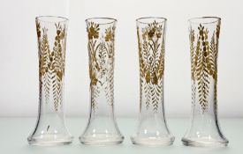 A group of four late 19thc decorative bohemian moser style engraved gilt hand-painted in the