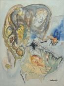 Raczkowski (European 20thc School), Abstract Figure Study, ink, wash and watercolour, signed