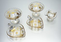 A collection of late 19thc decorative bohemian moser style engraved gilt hand-painted in the