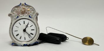 A mid 19thc Jockele style wall clock, unsigned, with circular white enamel face with Roman numeral
