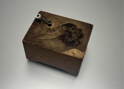 A Victorian Swiss H.T. made hand-cranked music box, with female portrait to front and 4 airs