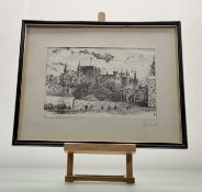 A 20thc School, Peterborough Cathedral from the North-East print, signed indistinclty to mount, in a