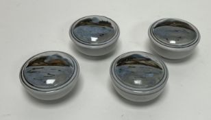 A collection of four Highland Stoneware small lidded dishes/trinket dishes decorated with Scottish