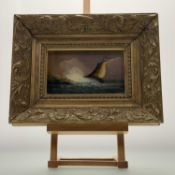Saleh, Mast Ship at sea, oil on panel, signed bottom right, in a glazed gilt compositon frame. (