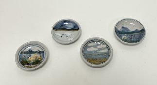 A collection of four Highland Stoneware trinket dishes, one decorated with sheep to the
