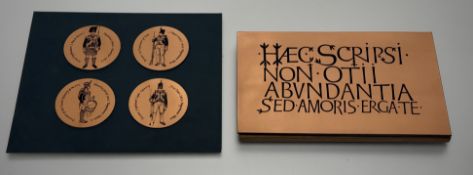Stuart Barrie (Scottish 1925-2024), a Quotation from Cicero, lettering on copper craft traced from