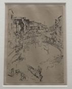 James Abbott McNeill Whistler (American 1834-1903), The Bridge, Santa Marta, etching, in a glazed