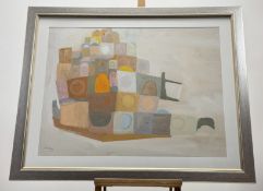 Irene Halliday (Scottish 1931-2023), Abstract House Study, gouche, signed pencil bottom left, in a