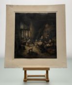 After Adriaen van Ostade (Dutch 1610-1685), Peasant Family in a Cottage Interior print, unframed