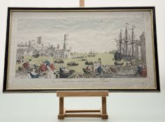 A 18thc French School, Vue de l'Embouchure du Tage et du Port de Lisbonne, coloured after intaglio