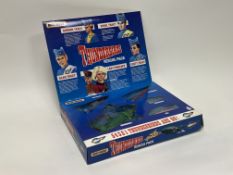 A Matchbox Thunderbirds Rescue Pack, containing Thunderbirds 1, 2, 3, 4, and Fab 1, signs of wear to