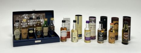 A collection of Whisky miniatures comprising a Dunedin Motor Company Ltd gift box of six bottles
