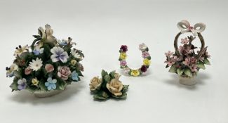 A collection of various decorative wares comprising a Coalport bone china horsehsoe with additions