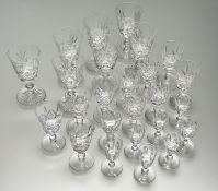A collection of cut crystal glasses comprising, seven Edinburgh Crystal white wine glass (chip to