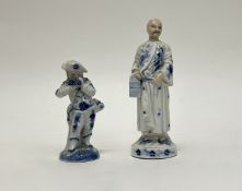 A 19th Century Continental porcelain figure of a Chinese sage, blue and white with impressed SPM