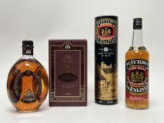 A bottle of Dufftown Glenlivet, Pure Malt Scotch Whisky, 8 years old, from the house of Bell's,