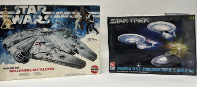 An AMT Star Trek SnapFast U.S.S. Enterprise 1701-B,C and E Set, together with an Airfix Star Wars