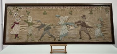 A Victorian Children's Rhyme embroidered tapestry titled - 