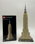 A Lego Architecture model of the Empire State Building, New York, USA, built and with all pieces