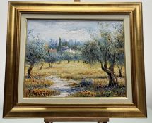 Stavros (1949-), Oilive Trees, oil on canvas, signed bottom left, The Athens Gallery label verso, in