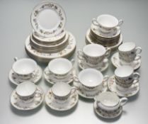A Wedgwood Mirabelle pattern part dinner service comprising, six soup bowls, six twin handled soup