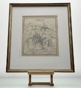 After G.H. Swanston - Plan of Edinburgh & Leith with Granton & Other Suburbs print, crease mark to