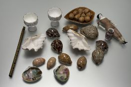A collection of various decorative wares comprising, a collection of various seashells, two Royal