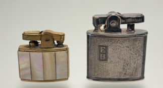 A vintage brass Rodan Lighter in mother of peal case (marked verso h-4cm) together with a Ronson