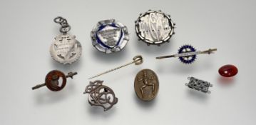 A late Victorian Birmingham 12g silver medal, Somerset Junior Cup 1899-1900: h. 4cm, together with a