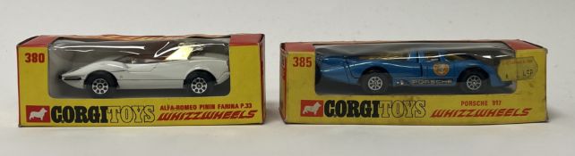 A Corgi Toys Whizzwheels 380 Alfa-Romeo Pinin Farina, with white body and orange interior, with