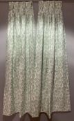 A pair of Christopher Farr linen curtains, brand new, in Armatures Feuilles fabric with green leaves