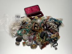A very large collection of costume jewellery to include paste pearls, white metal and gilt metal