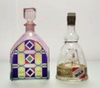 A 1970's Luigi Bormioli Italian coloured glass decorative decanter (h-26cm) together with a 1950's/