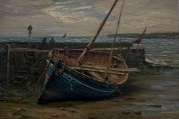 Circle of John McGhie, At Cockburnspath, oil on board, split to board paper label verso, in a glazed