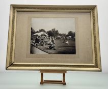 A framed Vintage Victorian Garden Fete, black and white photograph, in a glazed frame. (24.
