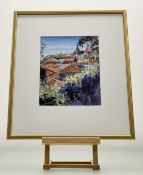 Jennifer Reid (Scottish 1972-), European Cityscape, arcylic on paper, signed bottom right, in a