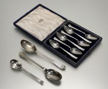 A Sheffield silver set of six sorbet or icecream spoons: l. x 14.5cm in original Harrods London blue