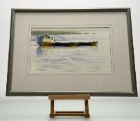 Chris Rose (Ugandan 1959-), Study derelict boats on water, watercolour and gouche, signed bottom